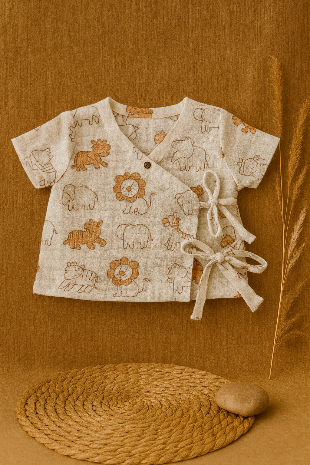 Jungle Buddies Anghrakha  Muslin Jabla Set