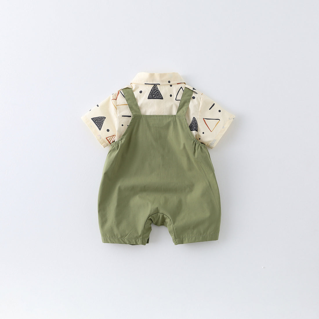 Green Dungaree Baby Romper with Shirt – 100% Cotton