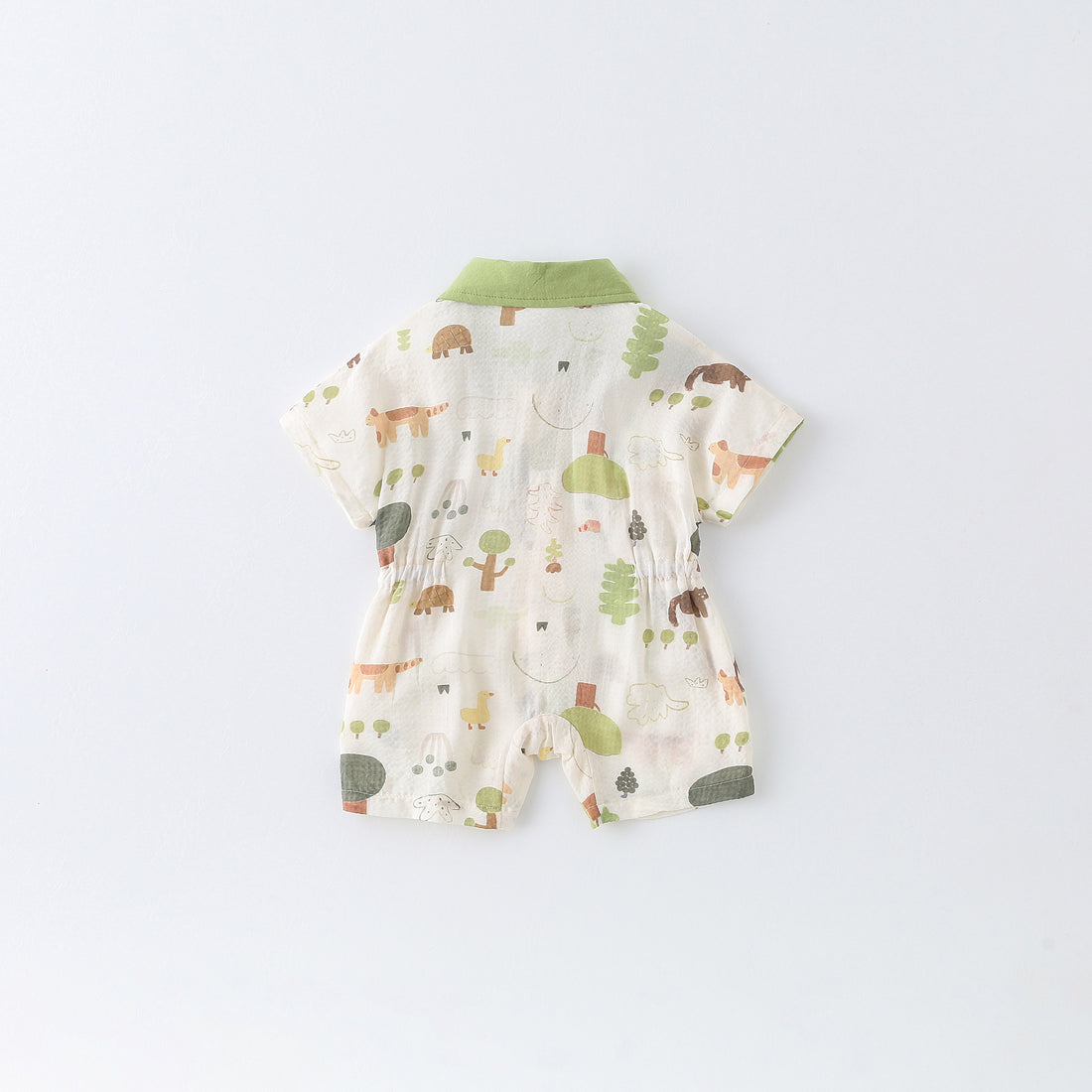 Safari Print Baby Romper with Collar