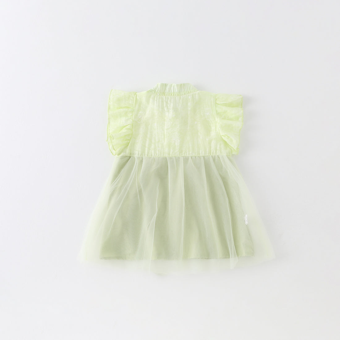 Pastel Green Baby Girl Summer Dress – Cotton Blend Flutter Sleeve Outfit