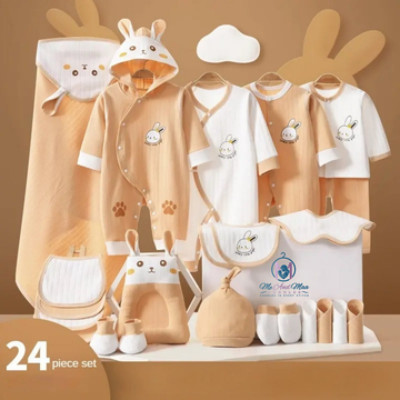 24-Piece All-Season Newborn Cotton Essentials Set – Complete Baby Clothing & Accessories Kit