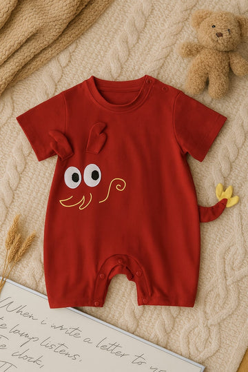 Red Cartoon Lobster Baby Romper – 100% Cotton