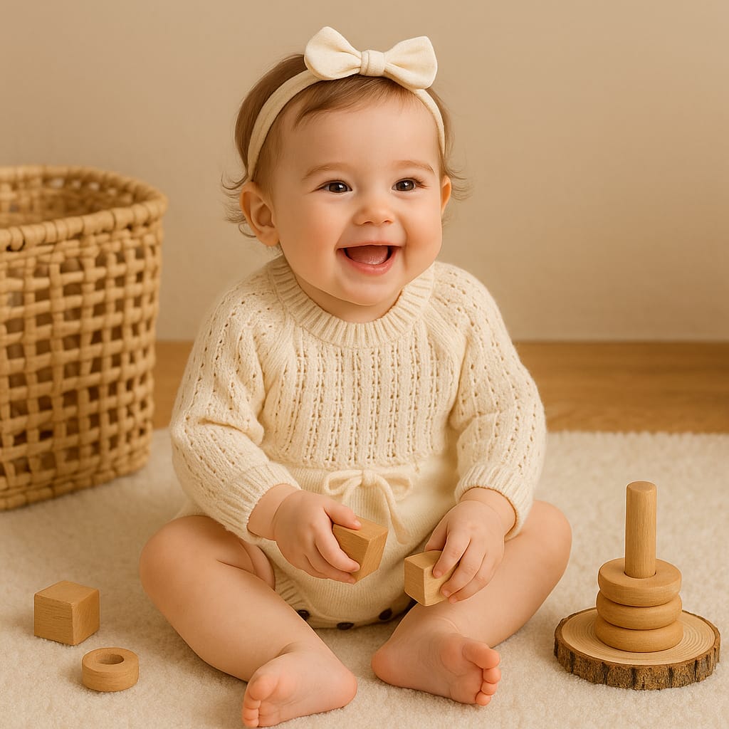 Baby Knitted Cotton Romper – Long Sleeve Winter Outfit