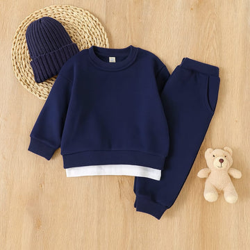 Cotton Baby Tracksuit Set – Navy Sweatshirt and Joggers Outfit