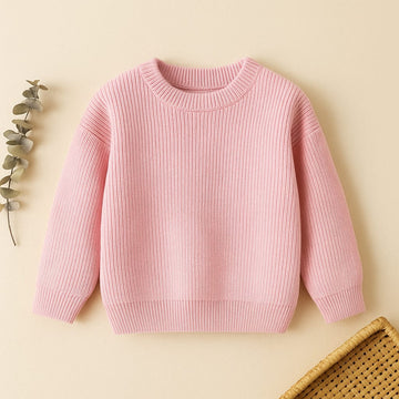 Woolen Baby Sweater – Pink Knitted Pullover for Girls &amp; Boys