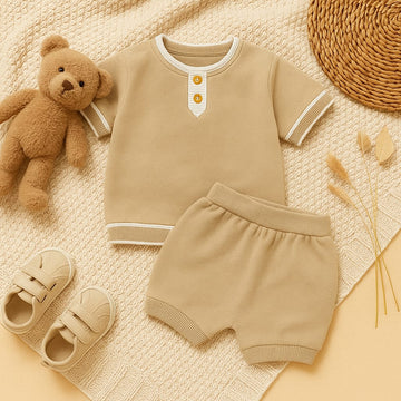 European &amp; American Style Baby Outfit Set – 100% Cotton Short Sleeve Top and Shorts