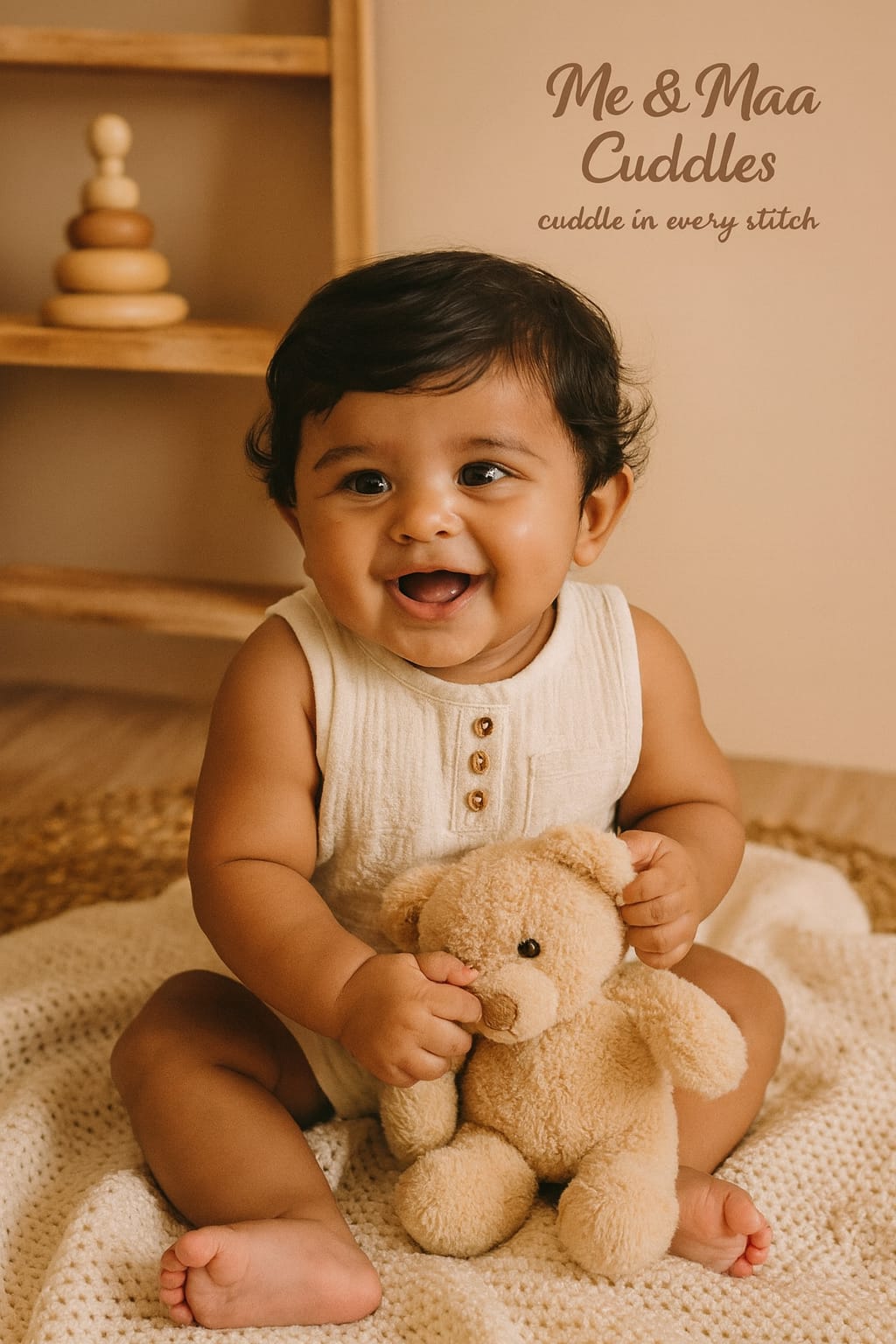 Baby Knitted Cotton Romper – 100% Cotton Sleeveless Bodysuit with Button Detail