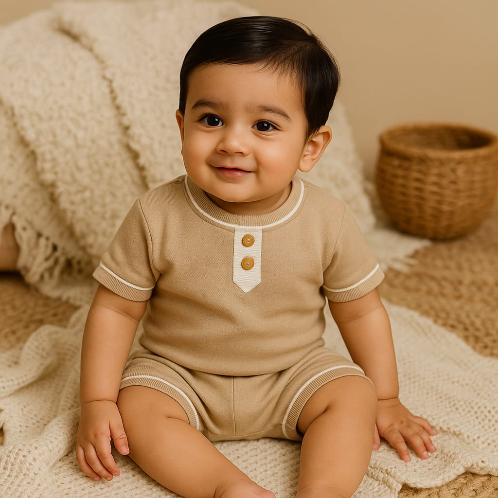 European &amp; American Style Baby Outfit Set – 100% Cotton Short Sleeve Top and Shorts