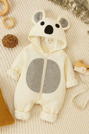 Knitted Cotton Baby Romper – Koala Hooded Jumpsuit