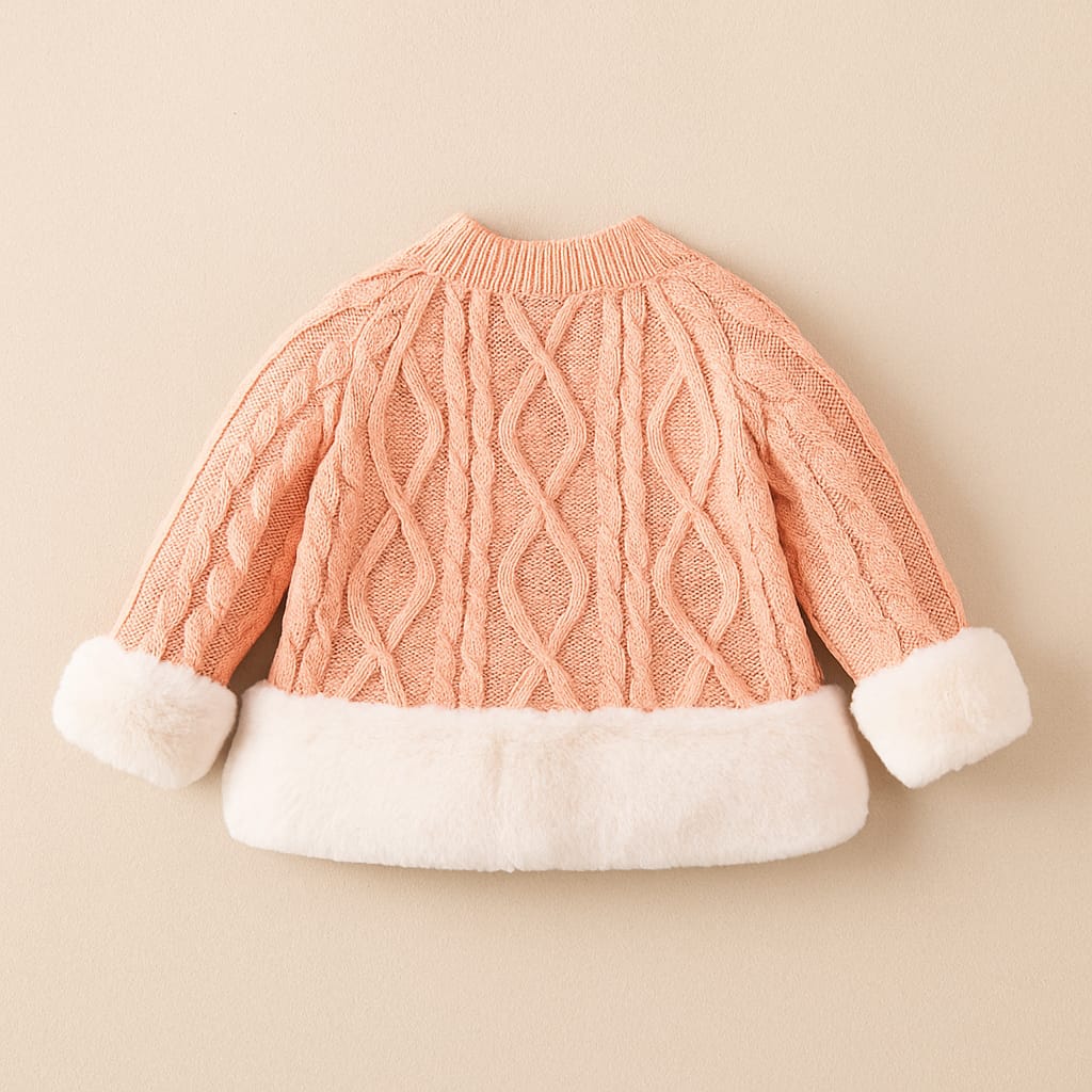 Cable Knit Sweater with Faux Fur Hem – Warm Winter Pullover