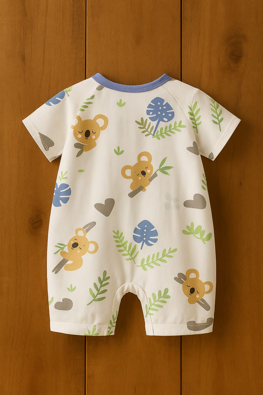 Cute Baby Romper with Koala Print – 100% Cotton, Soft Knitted Fabric | Short Sleeve Onesie