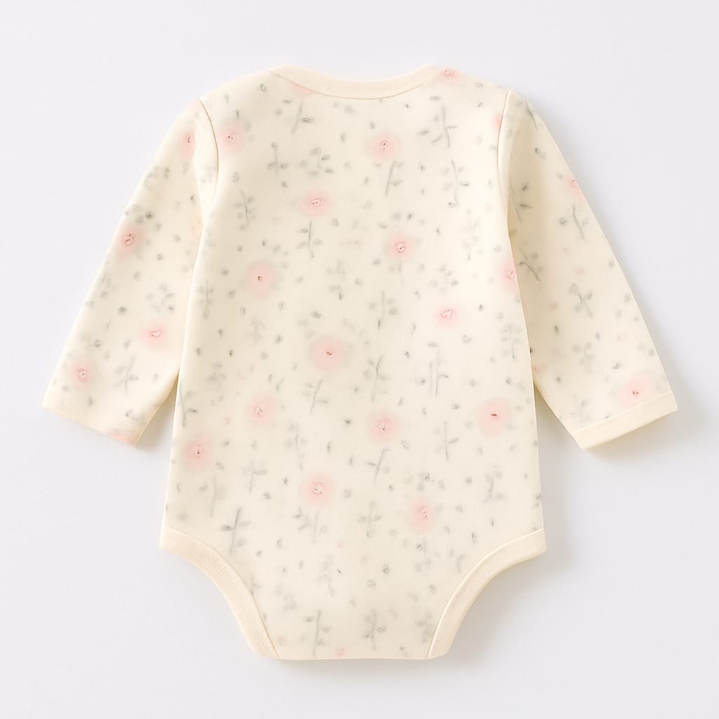 Floral Print Baby Bodysuit – 100% Cotton, Long Sleeve Soft Onesie for Infants