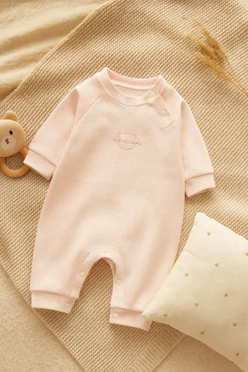 Baby Romper with Soft Pastel Pink Finish | Cozy Cotton Onesie