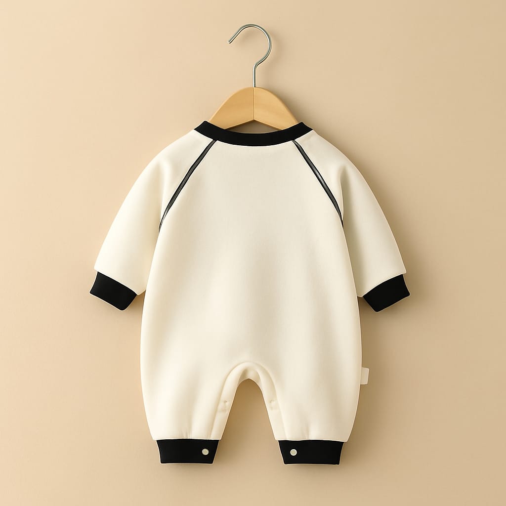 Cartoon Printed Baby Romper with Snap Buttons – Soft Cotton Polyester Blend