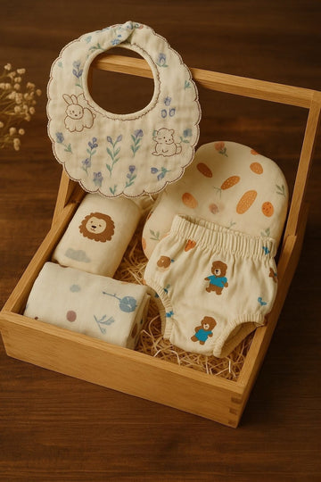 Premium 6-in-1 Muslin Baby Gift Hamper