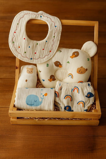 Premium 6-in-1 Muslin Baby Gift Hamper
