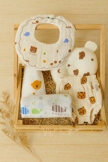 Premium 6-in-1 Muslin Baby Gift Hamper