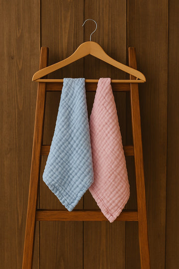 6-Layer Muslin Baby Washcloth Combo (Set of 2) | Ultra-Soft Solid Colour Handkerchief | 25×25 cm