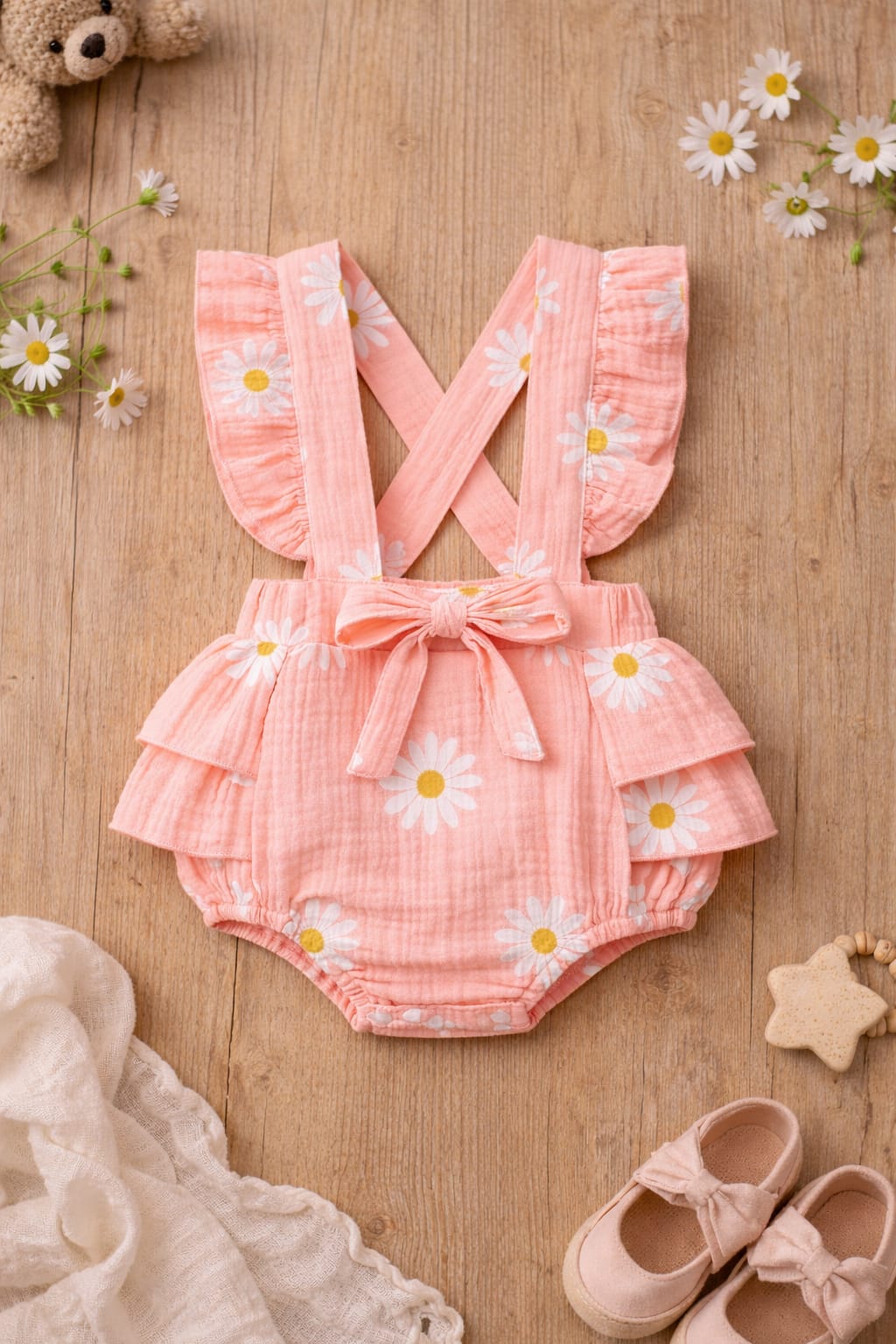 Floral Baby Summer Romper Dress with Headband | Soft Cotton Baby Outfit