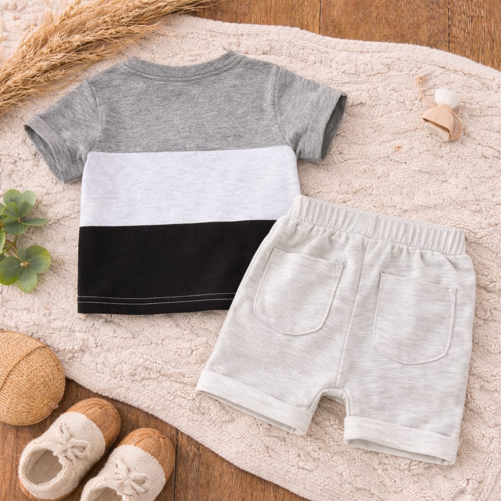 Baby Cotton Summer T-Shirt &amp; Shorts Set | Soft Breathable Cotton Outfit