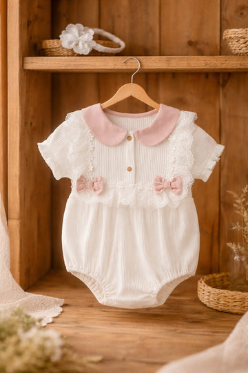 Baby Cotton Lace Summer Romper | Elegant Baby Party Dress Outfit