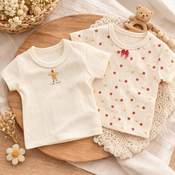 Baby Cotton Summer T-Shirt Set | Soft Printed Baby Tops (Pack of 2)