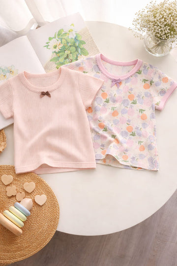 Baby Cotton Summer T-Shirt Set | Soft Printed Baby Tops (Pack of 2)