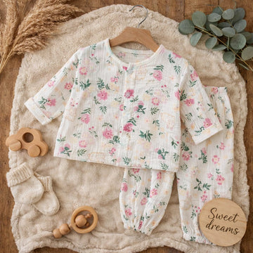 Baby Muslin Cotton Summer Clothing Set | Soft Floral 2-Piece Baby Outfit