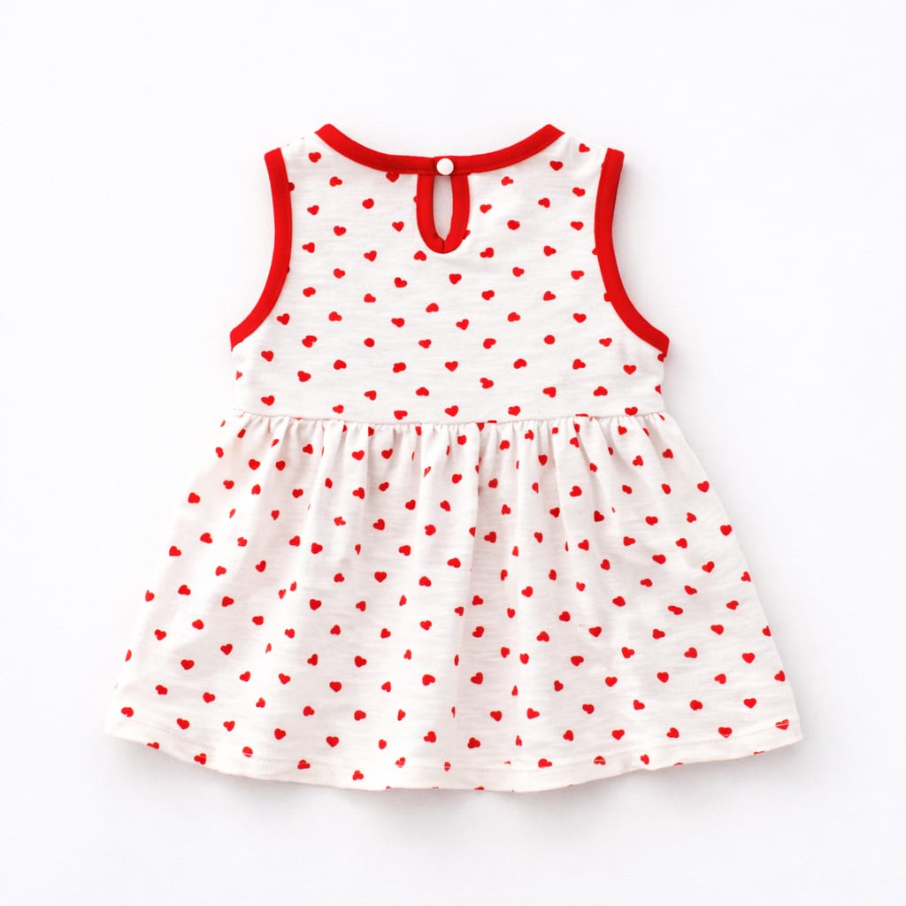 Baby Girl Cotton Summer Dress | Cute Heart Print Sleeveless Baby Dress