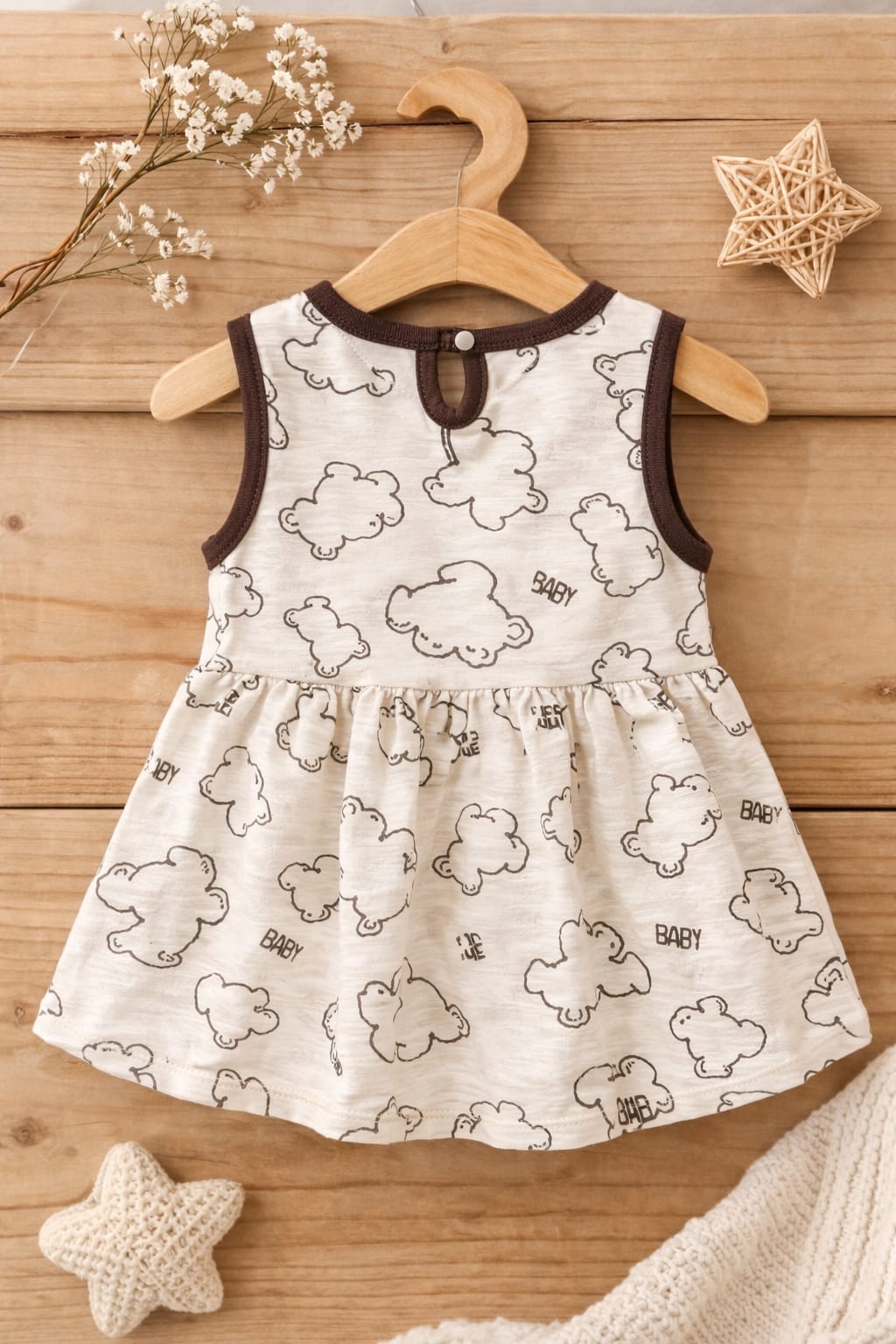 Baby Cotton Summer Dress | Cute Bear Print Sleeveless Baby Girl Dress