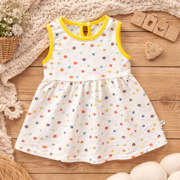 Baby Girl Cotton Summer Dress | Floral Print Sleeveless Baby Dress