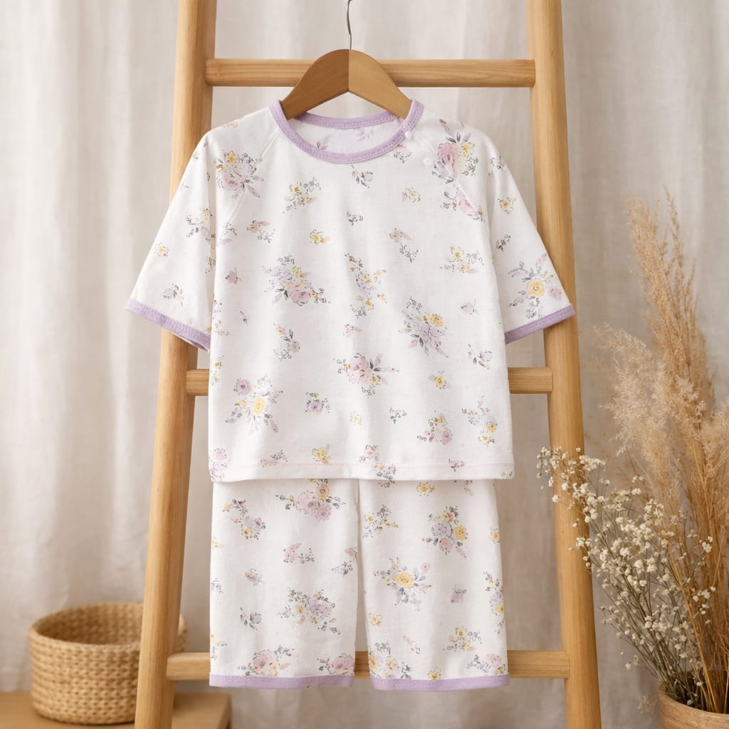 Baby Bamboo Cotton Summer Clothing Set | Soft Floral 2-Piece Baby Outfit