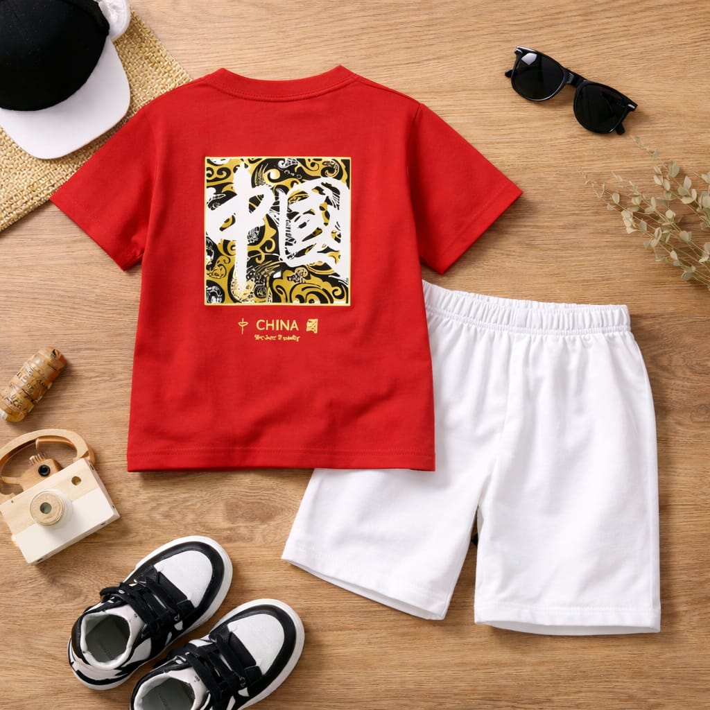 Baby Boys Cotton Summer Clothing Set | Graphic T-Shirt &amp; Shorts 2-Piece Outfit