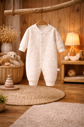 Baby Cotton Romper | Soft Floral Print Full Sleeve Baby Onesie