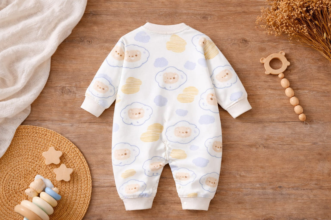 Baby Cotton Printed Romper | Cute Bear Cloud Full Sleeve Baby Onesie