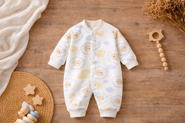 Baby Cotton Printed Romper | Cute Bear Cloud Full Sleeve Baby Onesie