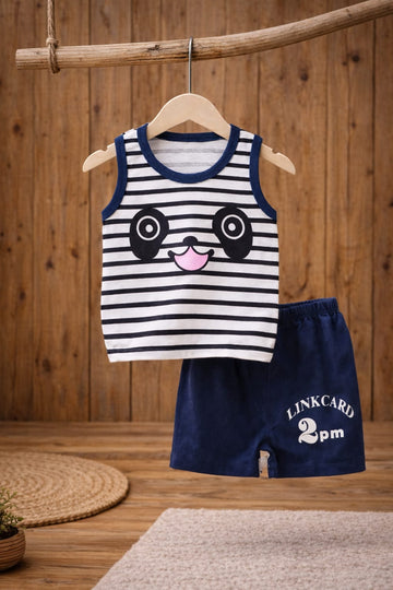 Baby Boys Cotton Summer Clothing Set | Panda Print Sleeveless Top &amp; Shorts Outfit