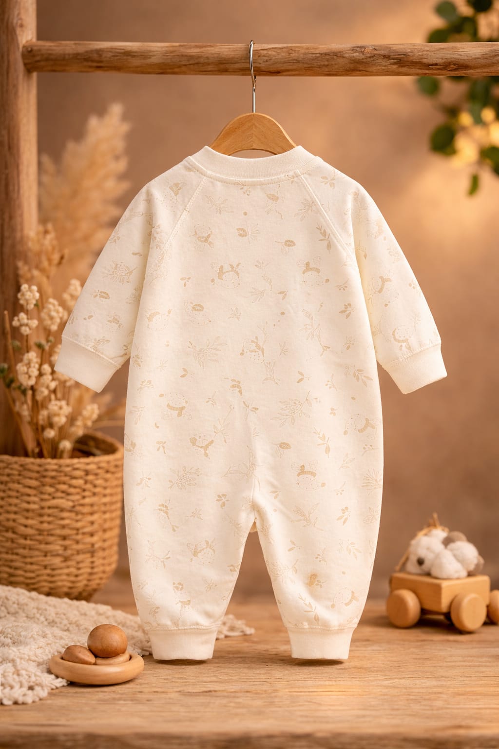 Baby Cotton Printed Romper | Soft Full Sleeve Baby Onesie with Snap Buttons