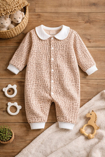 Baby Cotton Printed Romper | Peter Pan Collar Full Sleeve Baby Onesie