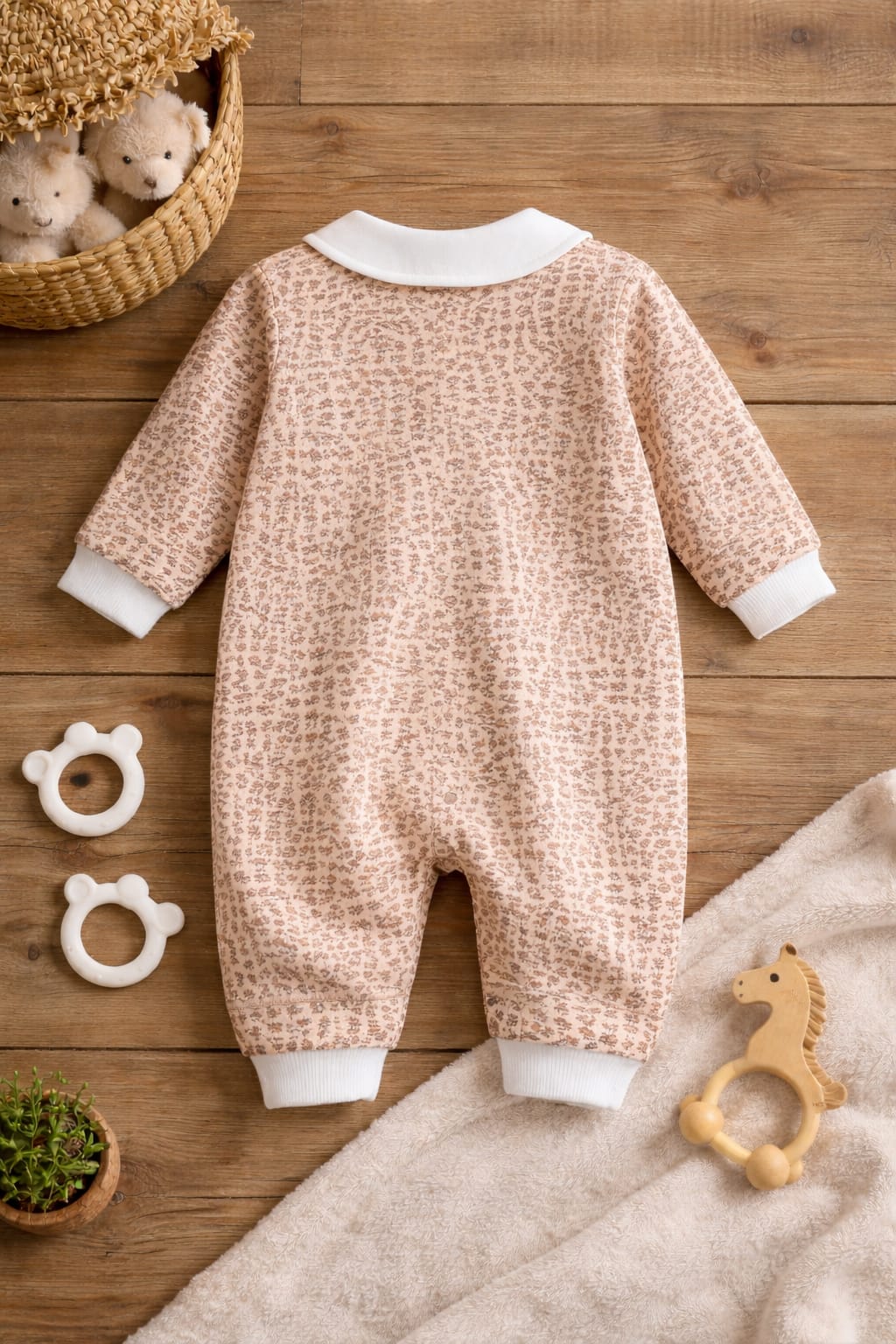Baby Cotton Printed Romper | Peter Pan Collar Full Sleeve Baby Onesie