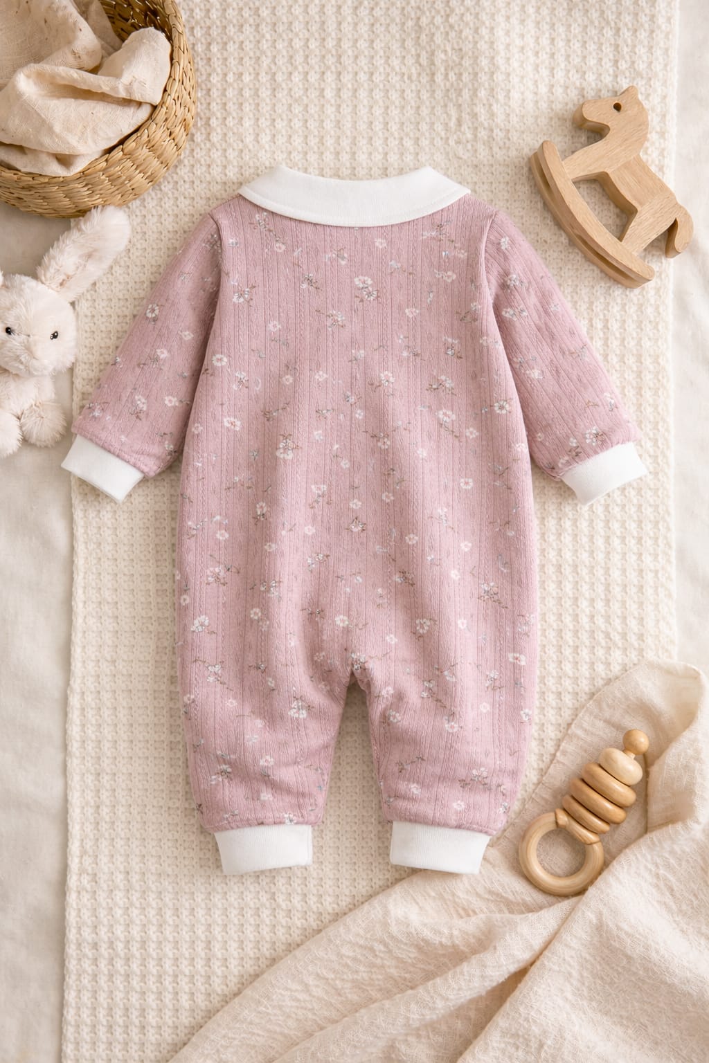 Baby Girl Floral Cotton Romper | Soft Peter Pan Collar Baby Onesie