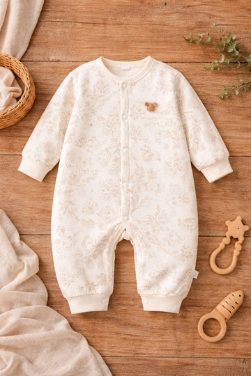 Baby Cotton Floral Print Romper | Soft Breathable Full Sleeve Baby Onesie with Snap Closure