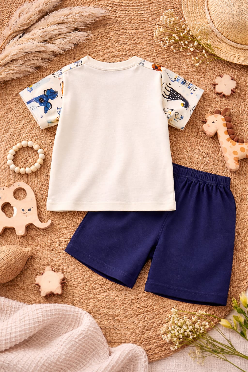 Baby Cotton Animal Print Summer Co-ord Set | Soft T-Shirt &amp; Shorts Outfit