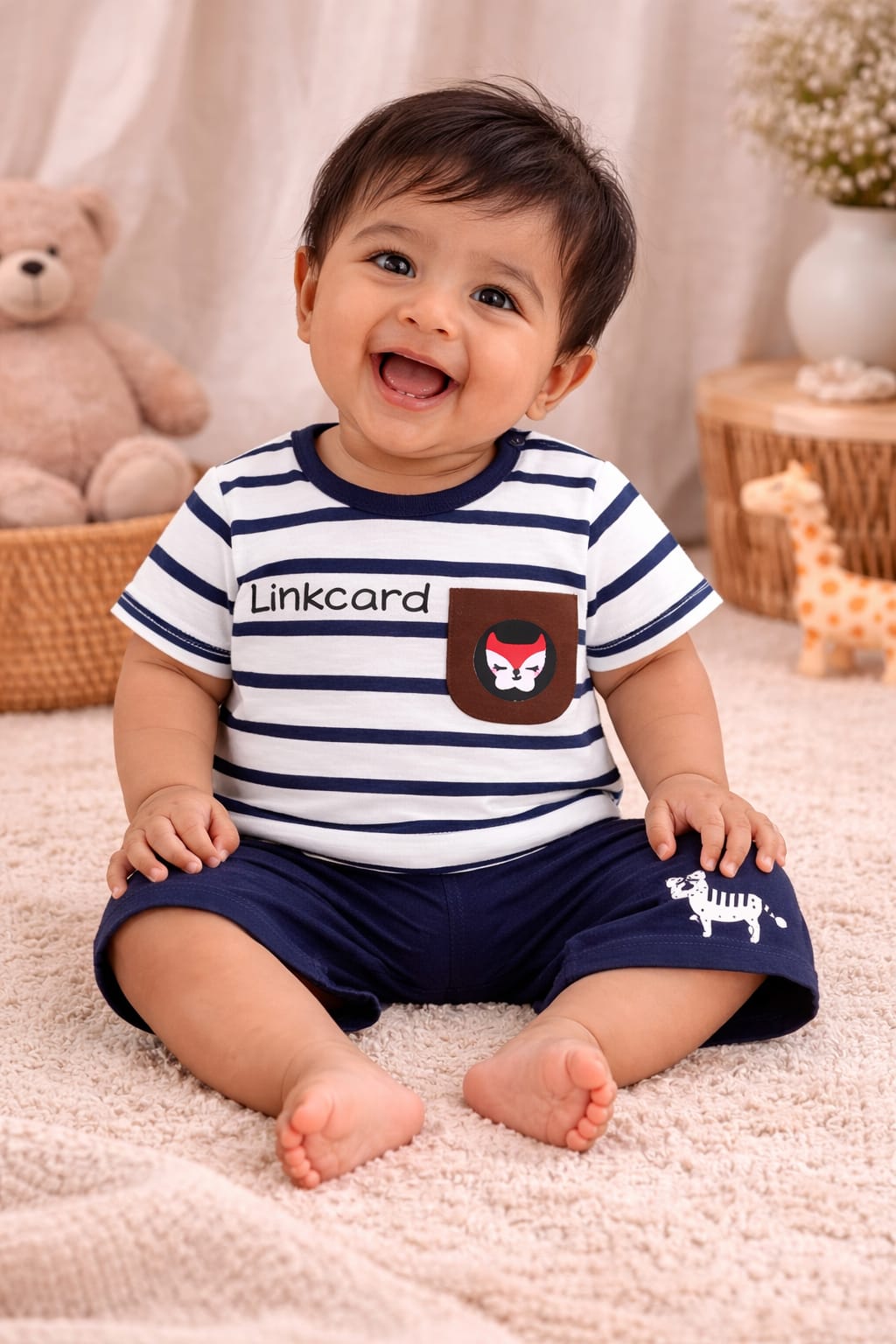 Baby Cotton Striped T-Shirt &amp; Shorts Set | Soft Summer Co-ord Outfit