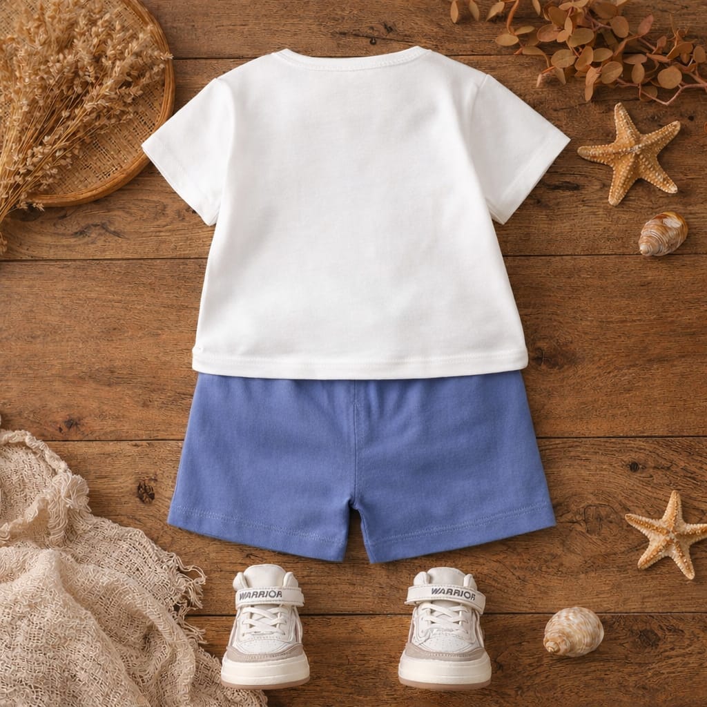 Baby Cotton Sunny Print Summer Co-ord Set | Soft T-Shirt &amp; Shorts Outfit