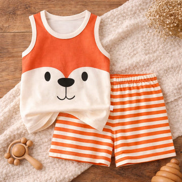 Baby Cotton Summer Co-Ord Set | Sleeveless Printed Top &amp; Shorts Set