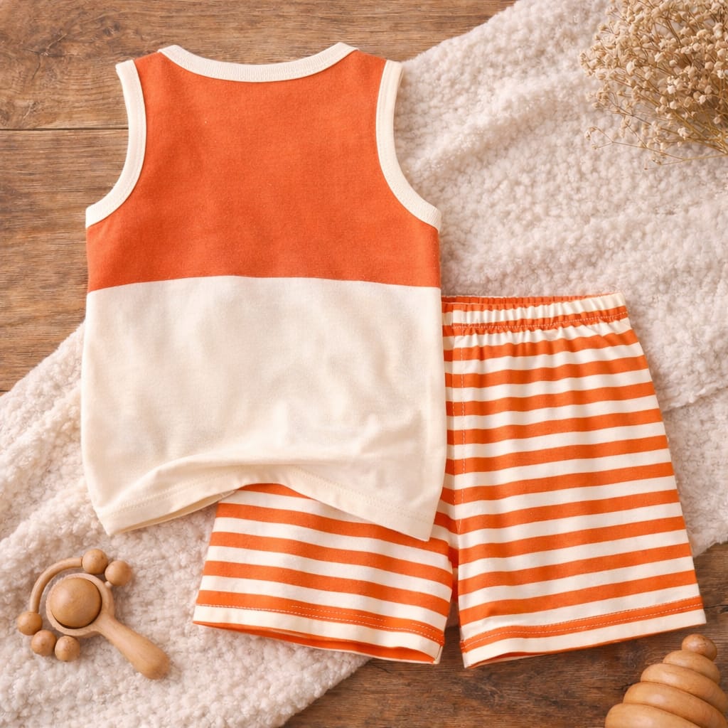 Baby Cotton Summer Co-Ord Set | Sleeveless Printed Top &amp; Shorts Set