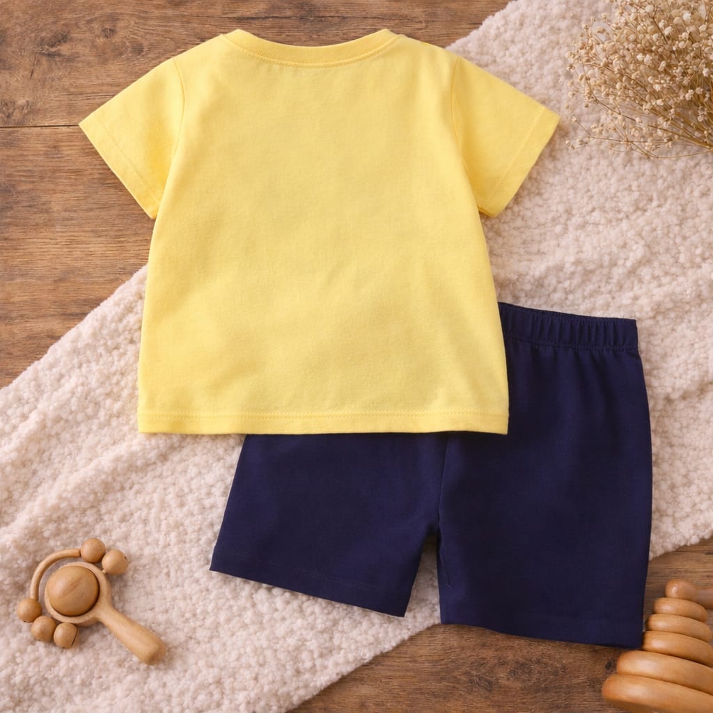 Baby Cotton Dino Print Co-Ord Set | Half Sleeve T-Shirt &amp; Shorts Set