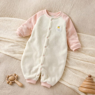 Baby Cotton Spring Romper | Soft Full Sleeve Snap Button Baby Onesie