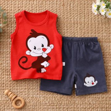 Baby Cotton Summer Co-ord Set | Cute Printed Sleeveless Top &amp; Shorts Set